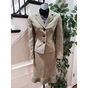 Evan Picone Womens Beige Single Breasted Three Button‎ Blazer & Skirt Set Size 4